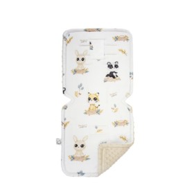 Wkładka do wózka spacerowego dwustronna bawełna/minky Słodziaki 36x80 cm