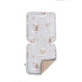 Bambusowa dwustronna Wkładka do wózka duża Owieczki 36x86 cm