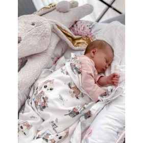 Bambusowy Otulacz Średniaka Romantyczny Królik 100x110 cm