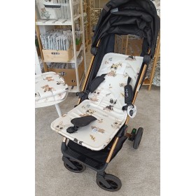 Bambusowa dwustronna Wkładka do wózka duża Słodziaki 36x86 cm