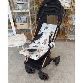 Bambusowa dwustronna Wkładka do wózka duża Retro Fox 36x86 cm