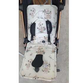 Bambusowa dwustronna Wkładka do wózka duża Romantyczny Królik