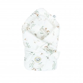 Bawełniany Becik Rożek wiązany niemowlęcy Gąski 74x74 cm