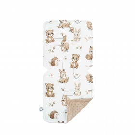 Wkładka do wózka spacerowego Las dwustronna bawełna/minky 36x80 cm