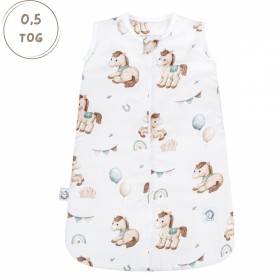 Bambusowy Śpiworek do spania Light 0-3 mc Koniki 0,5 TOG