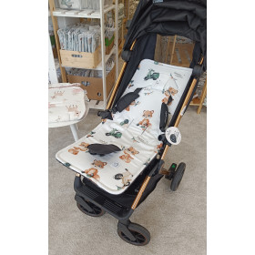 Stroller insert double-sided cotton/minky Retro Fox