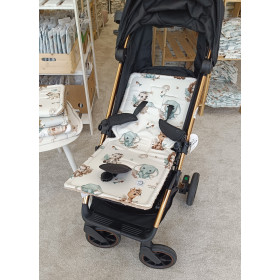 Wkładka do wózka spacerowego dwustronna bawełna/minky Safari 36x80 cm