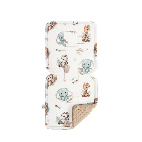 Wkładka do wózka spacerowego duża 37x86 cm Safari dwustronna bawełna/minky
