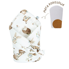 Bawełniany rożek niemowlęcy usztywniany z matą kokosową  Las 74x74 cm