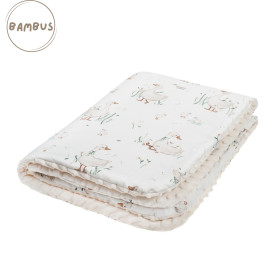 Baby blanket bamboo - minky 75x100 cm Geese