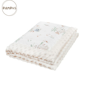 Blanket for teens and adults bamboo - minky 140x200 cm Geese