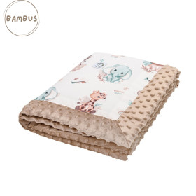 Blanket for teens and adults bamboo - minky 140x200 cm Safari