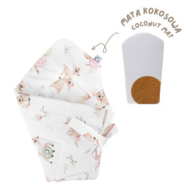 Bamboo baby swaddling with coconut mat Forest Animals 74x74 cm