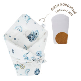 Bambusowy Becik Rożek wiązany z usztywnieniem  Dino 74x74 cm