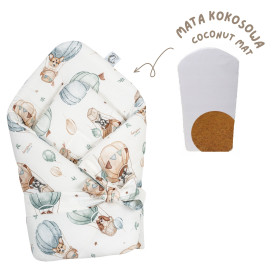 Bambusowy Becik Rożek wiązany z usztywnieniem Pieski 74x74 cm