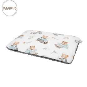 Double-sided Baby Pillow Village Bears bamboo/minky 30x40 cm