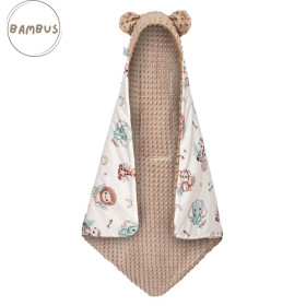 Bamboo blanket for car seat with minky fabric 90x90 cm Safari