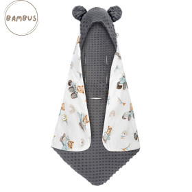 Bamboo blanket for car seat with minky fabric 90x90 cm Village Bears