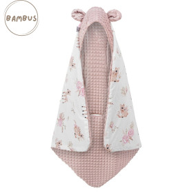 Bambusowy otulacz do fotelika z minky 90x90 cm Sarenki
