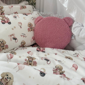 Bouclé Poduszka Miś z uszami Róż 30x30 cm