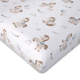 Bawełniane prześcieradło z gumką 60x120cm Koniki