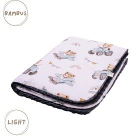 Kocyk przedszkolaka bambus - minky Light 100x150 cm Traktory