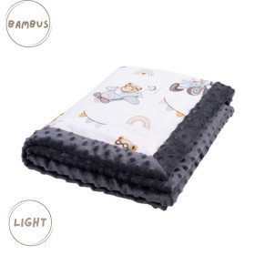 Kocyk niemowlaka bambus - minky Light 65x75 cm Traktory