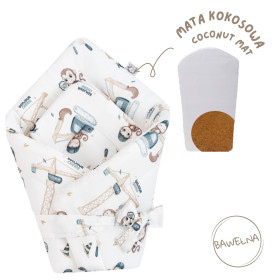 Bawełniany rożek niemowlęcy usztywniany z matą kokosową  Monkey 74x74 cm