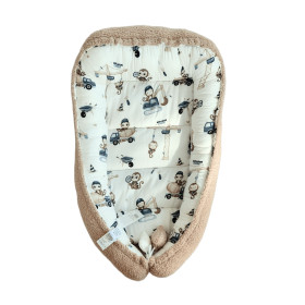 Bamboo & Bouclé baby nest with minky Monkey