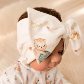 Organic Cotton Headband with Bow, 0–3 Months, Kitty