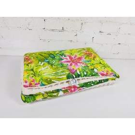 Kocyk Średniaka Rajski Ogród (zieleń) bawełna - minky 75x100 cm