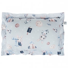 Bawełniana poduszka dekoracyjna z falbaną Królik Astronom 50x70 cm