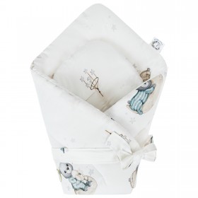 Bambusowy Becik Rożek wiązany Misie 74x74 cm